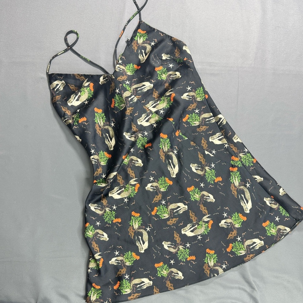Zara Black Mini Dress with Floral Print
